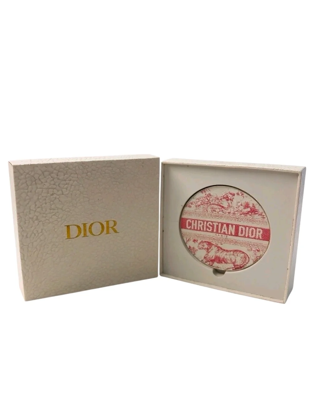 NWT Christian Dior Beauty Compact Mirror Limited Edition Pink White Tiger Motif